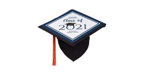 Class Of 2021 Modern Navy Blue Typography Graduate Graduation Cap