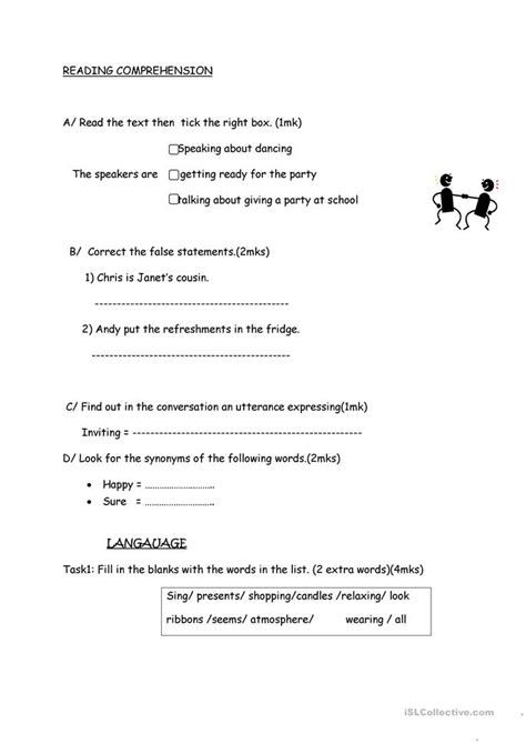 A comma is a punctuation mark that signals a . 8th grade listening test worksheet - Free ESL printable ...