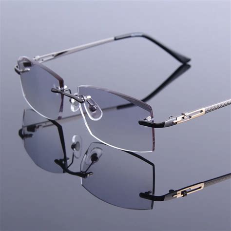high grade reading glasses men cutting edge rimless reader glasses man high clear lens for