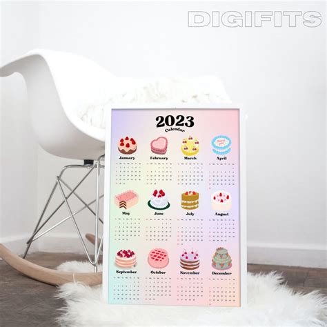2022 2023 Aesthetic Yearly Calendar Wall Printable Bedroom Etsy Australia