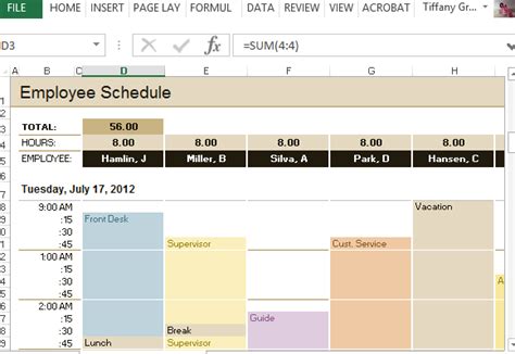 Employee Schedule And Hourly Increment Template For Excel