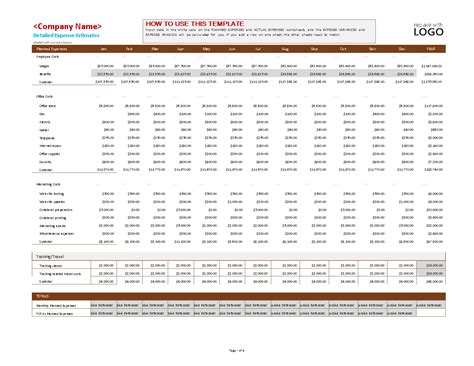 Business Expense Budget Excel Templates At