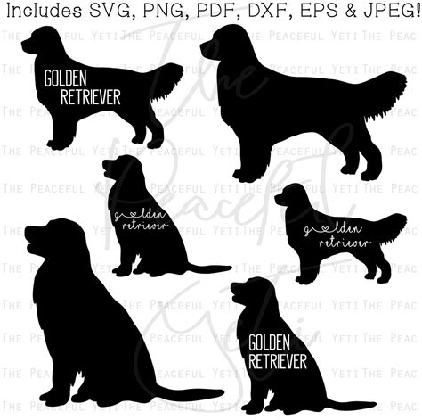 Golden Retriever Dog Svg Golden Retriever Silhouette With Etsy Canada