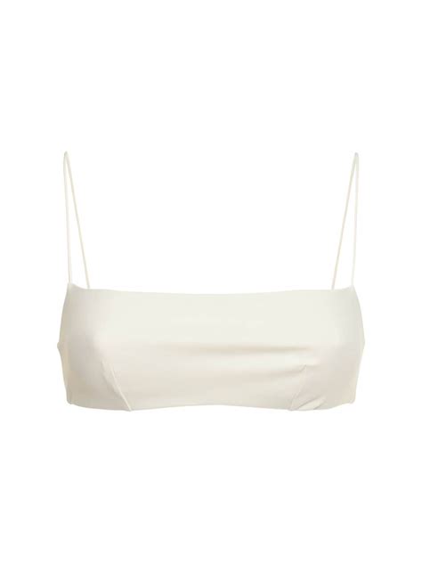 Ziah Fine Strap Bandeau Bikini Top In White Modesens
