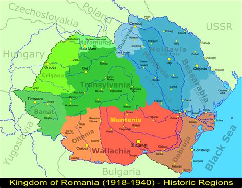 Map Of The Regions Of Greater Romania 1918 1940 Romania Map