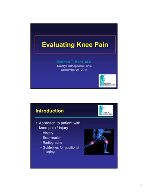 Evaluating Knee Pain Raleigh Orthopaedic Clinic