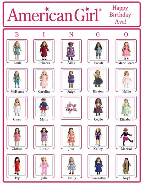 Bingo American Girl Birthday Party Game Cards Now With American Girl