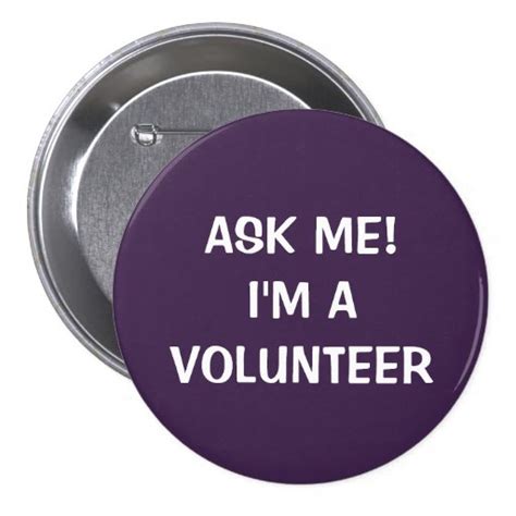 Volunteer Buttons Pins Purple White Zazzle