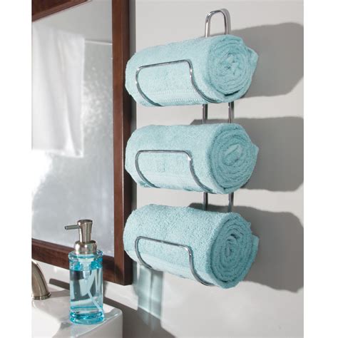 Round hand towel ring holder wall mounted kitchen bathroom accessory. mDesign Wall Mount or Over Door Bathroom Towel Holder Bar ...