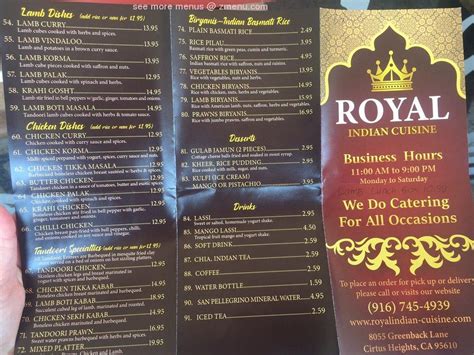 Online Menu Of Royal Indian Cuisine Restaurant Citrus Heights