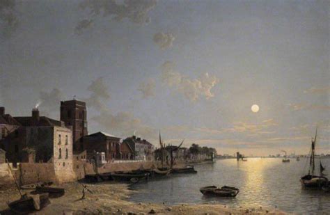 Cheyne Walk In Chelsea By Moonlight Henry Pether Mid C19th Old