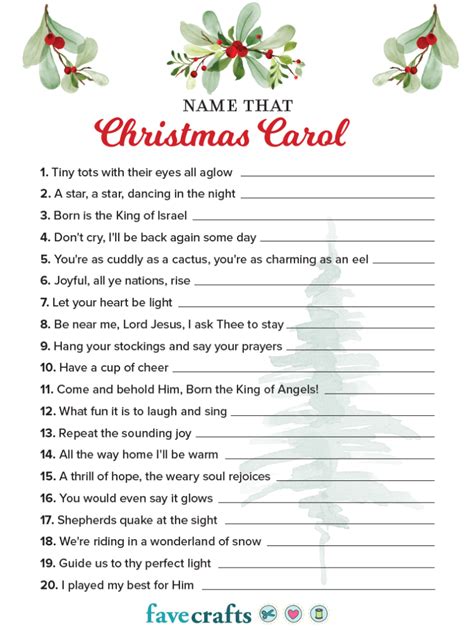 Name That Christmas Carol Game With Answers Free Printable Pdf