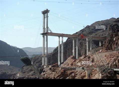 Hoover Dam Construction On The Colorado River Bridge Section Of The