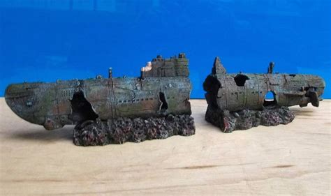 Pssopp aquarium shipwreck decorations resin titanic lost wrecked boat ship sunken ship decorations aquarium landscaping decoration fish tank ornament pet habitat décor 4.0 out of 5 stars 19 $15.89 $ 15. Submarine U Boat War Sub Wreck Ornament Aquarium Fish Tank ...