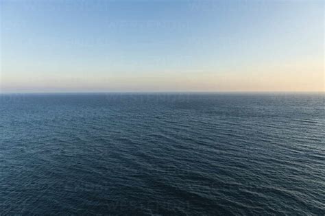 Mediterranean Sea At Dusk With Clear Line Of Horizon In Background