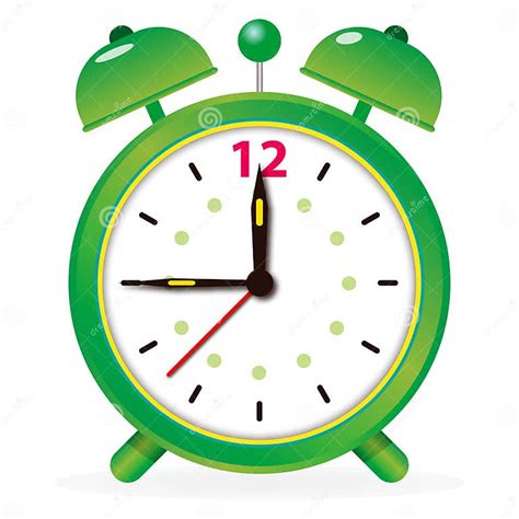 Green Alarm Clock On White Stock Illustration Illustration Of Five
