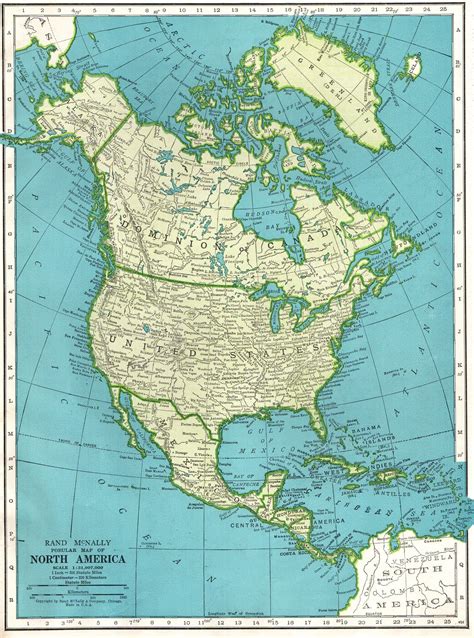 1946 Vintage North America Map Gallery Wall Art Map Of North America