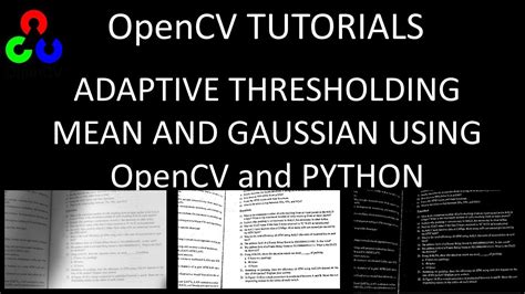 Adaptive Thresholding Mean And Gaussian Thresholding Using OpenCv And