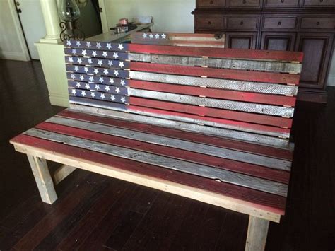 Reclaimed American Flag Bench Wood Diy