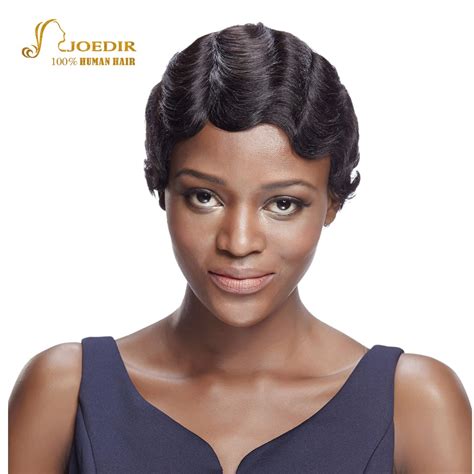 Aliexpress Com Buy Joedir Brazilian Remy Hair Short Wavy Wave Wigs For Black Women Short Pixie