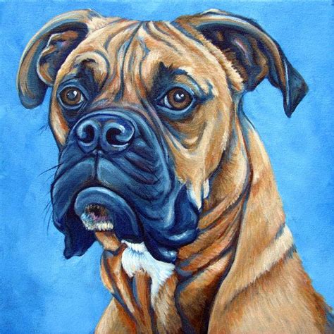 12 X 12 Custom Pet Portrait Acrylic Painting On Etsy Boxer Dogs Art