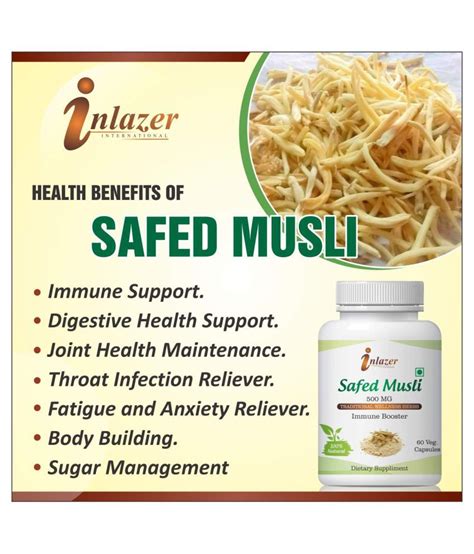 Inlazer Safed Musli Extra Power For Sexandstrength Capsule 500 Mg Pack Of 2 Buy Inlazer Safed
