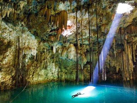 Sun Cave Luminosity Water Flash Ligh Beautiful Views Wallpapers