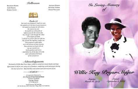 Willie Kay Pryor Major Obituary | AA Rayner and Sons Funeral Homes