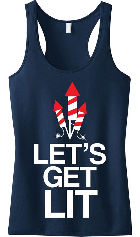 Shop new summer styles now. Let's Get Lit 4th of July Tank Top - Navy Blue | Fourth of ...