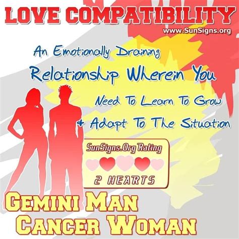 Gemini Man And Cancer Woman Love Compatibility Sunsignsorg