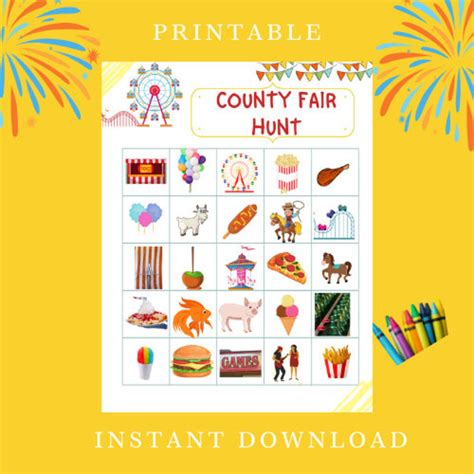 County FAIR SCAVENGER Hunt PDF Instant Download Fun Activity Kids