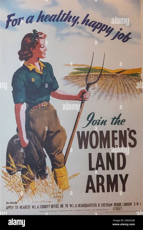 Vintage Wwii Poster Encouraging Women To Join The Land Army Hi Res