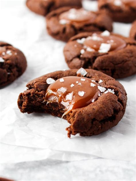 Salted Caramel Chocolate Thumbprint Cookies By Sugaredandstirred