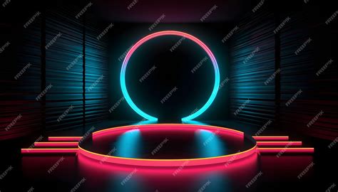 Premium Photo | Futuristic stage colorful neon lights stages room