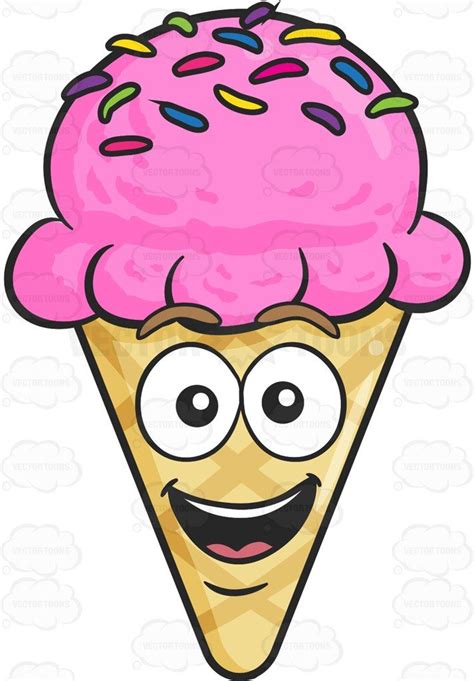 Happy And Ecstatic Ice Cream In Cone With Sprinkles On Top Ice Cream