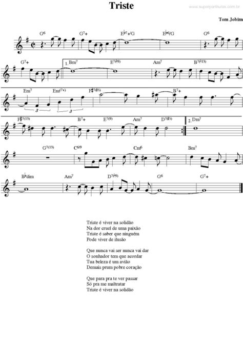 La musica è una delle forme artistiche più belle. Super Partituras - Triste v.2 (Tom Jobim), sem cifra