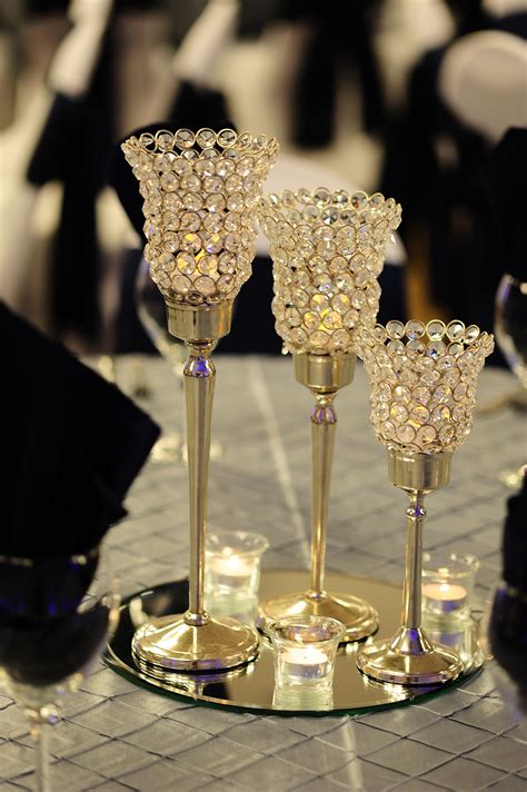 Crystal Trio Centerpiece Crystal Centerpieces Candle Sticks Wedding