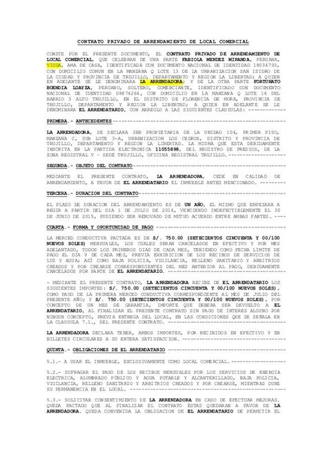 Modelo De Contrato De Alquiler De Local Comercial Artofit