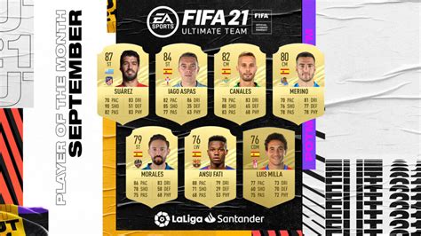 This award started in 2001 and only allow its users of the organization's website to choose. FIFA 21: POTM September Nominees of La Liga announced - Predictions | FifaUltimateTeam.it - UK