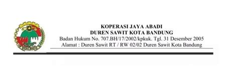 Contoh Kop Surat Koperasi