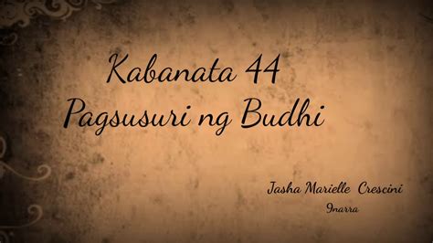 Kabanata Pagsusuri Ng Budhi YouTube