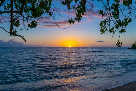 Scenic Sunset On Negril Jamaica Beach Idyllic Romantic Tropical