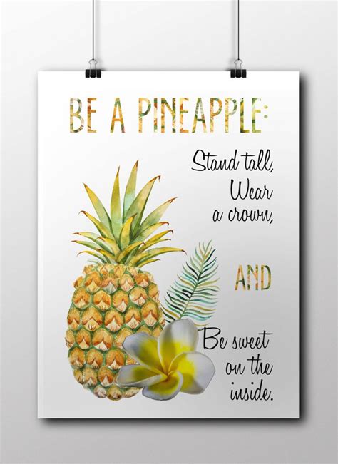Be A Pineapple Print Ananas Print Pineapple Poster Motivational