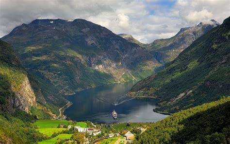 Landscape Nature Mountain Norway Cruise Ship Forest Villages