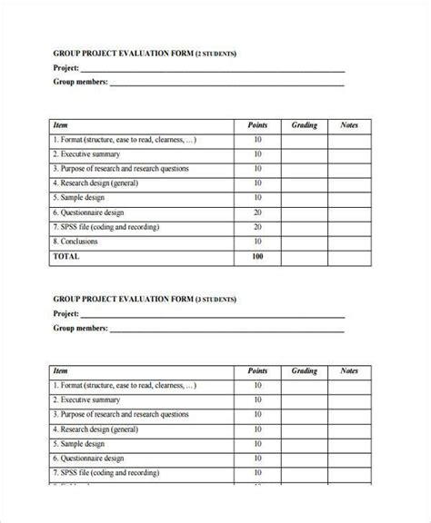 Free 10 Sample Project Evaluation Forms In Pdf Ms Word Excel