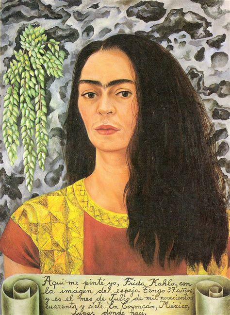 Self Portrait With Inscription Frida Kahlo Passion For Paintings