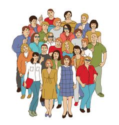 Big Crowd Happy People Isolate On White Royalty Free Vector