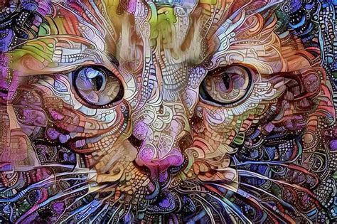 Orange Cat Art Ginger Cat Psychedelic Art Cat Art Canvas Etsy Cat