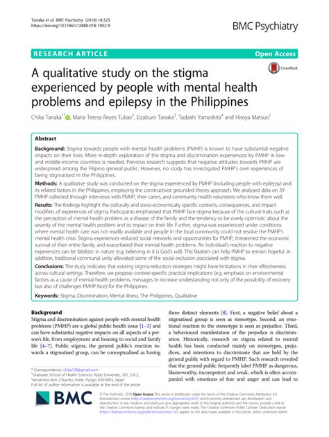 Pdf A Qualitative Study On The Stigma Experienced By People With