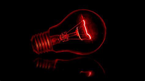 Red Light Bulb With Black Background 4k 5k Hd Red
